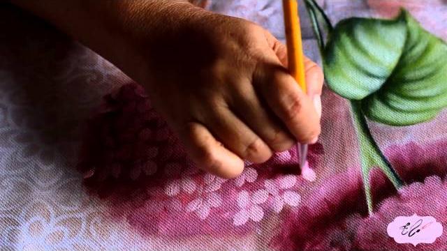 Pintura em tecido – Eliane Nascimento: Hortênsia parte 2