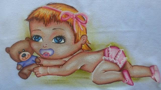 Como pintar ursinho e bebê em tecido por Arte com Marcos Pedro